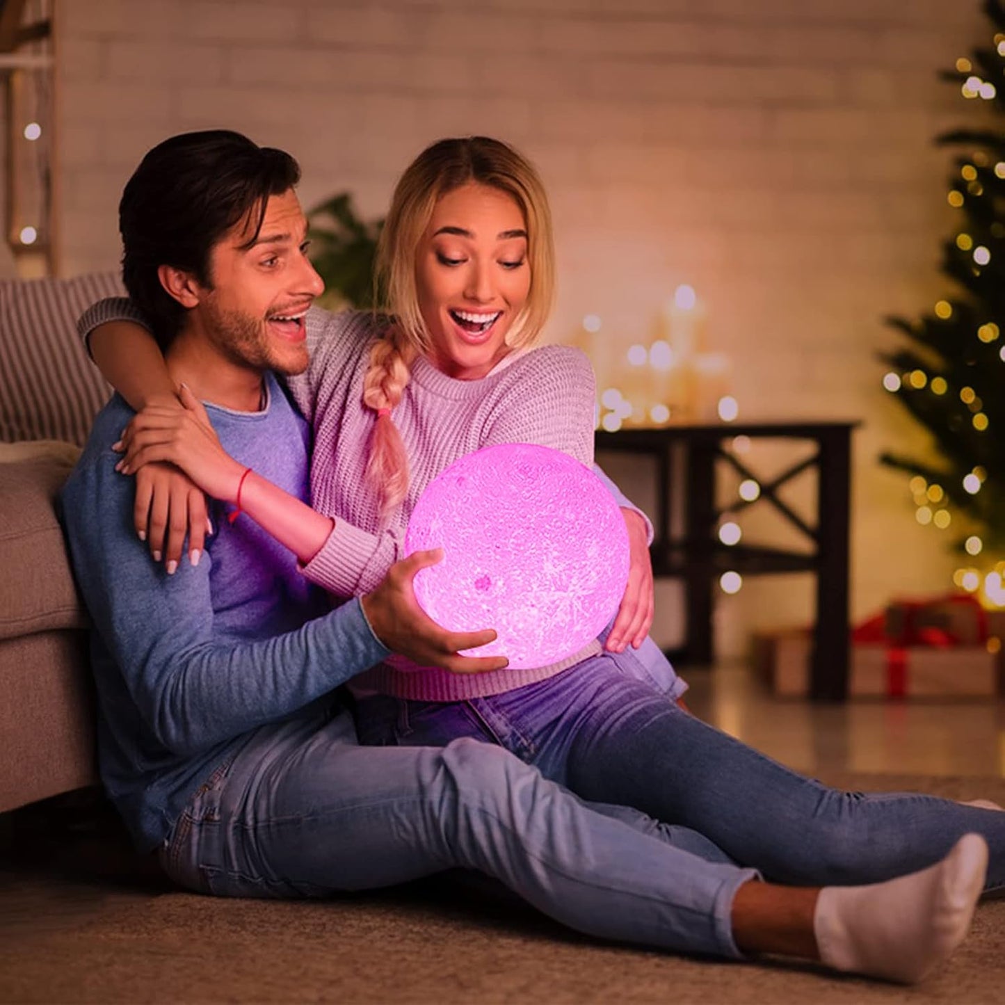 BRIGHTWORLD 5.9-Inch 3D Moon Lamp - 16 Color Night Light with Remote/Touch Control, Perfect Birthday & Mother's Day Gift for All Ages (USB Rechargeable, Black Hand Stand)