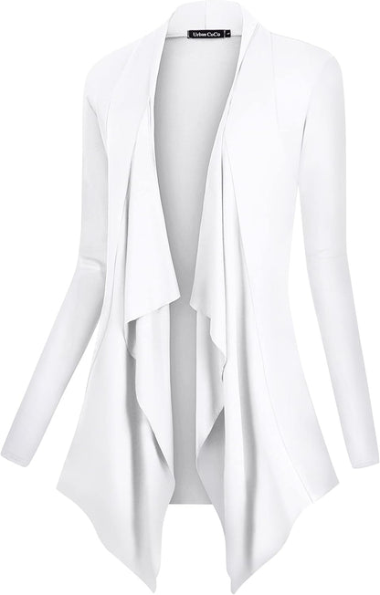 Chic Urban Coco Women's Drape Front Cardigan - Long Sleeve with Irregular Hem