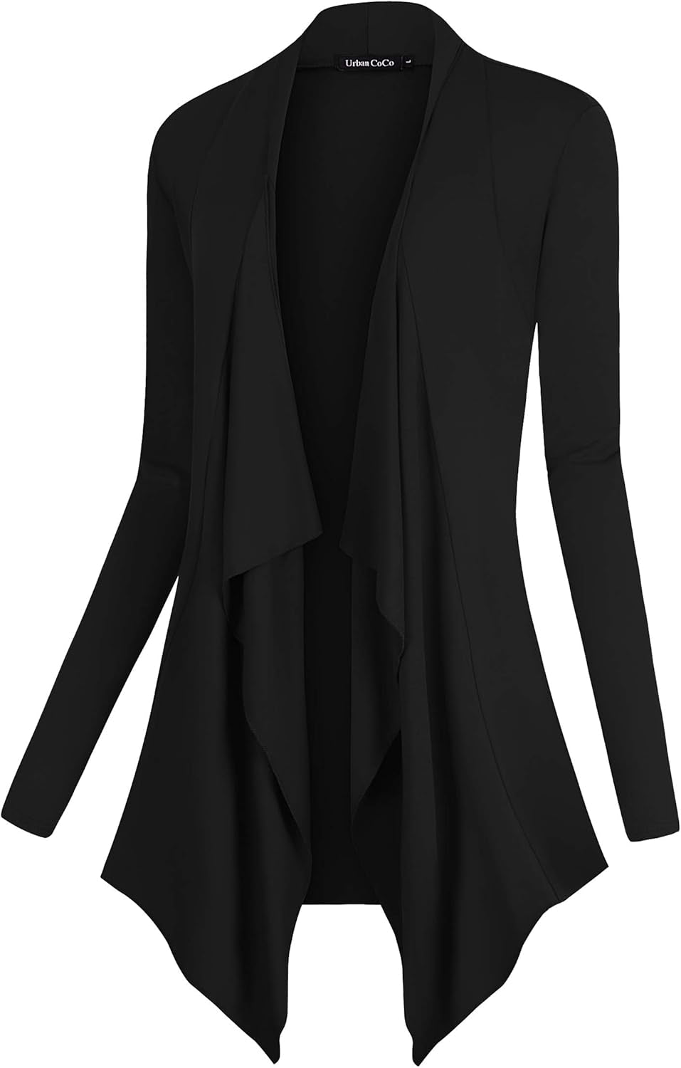 Chic Urban Coco Women's Drape Front Cardigan - Long Sleeve with Irregular Hem