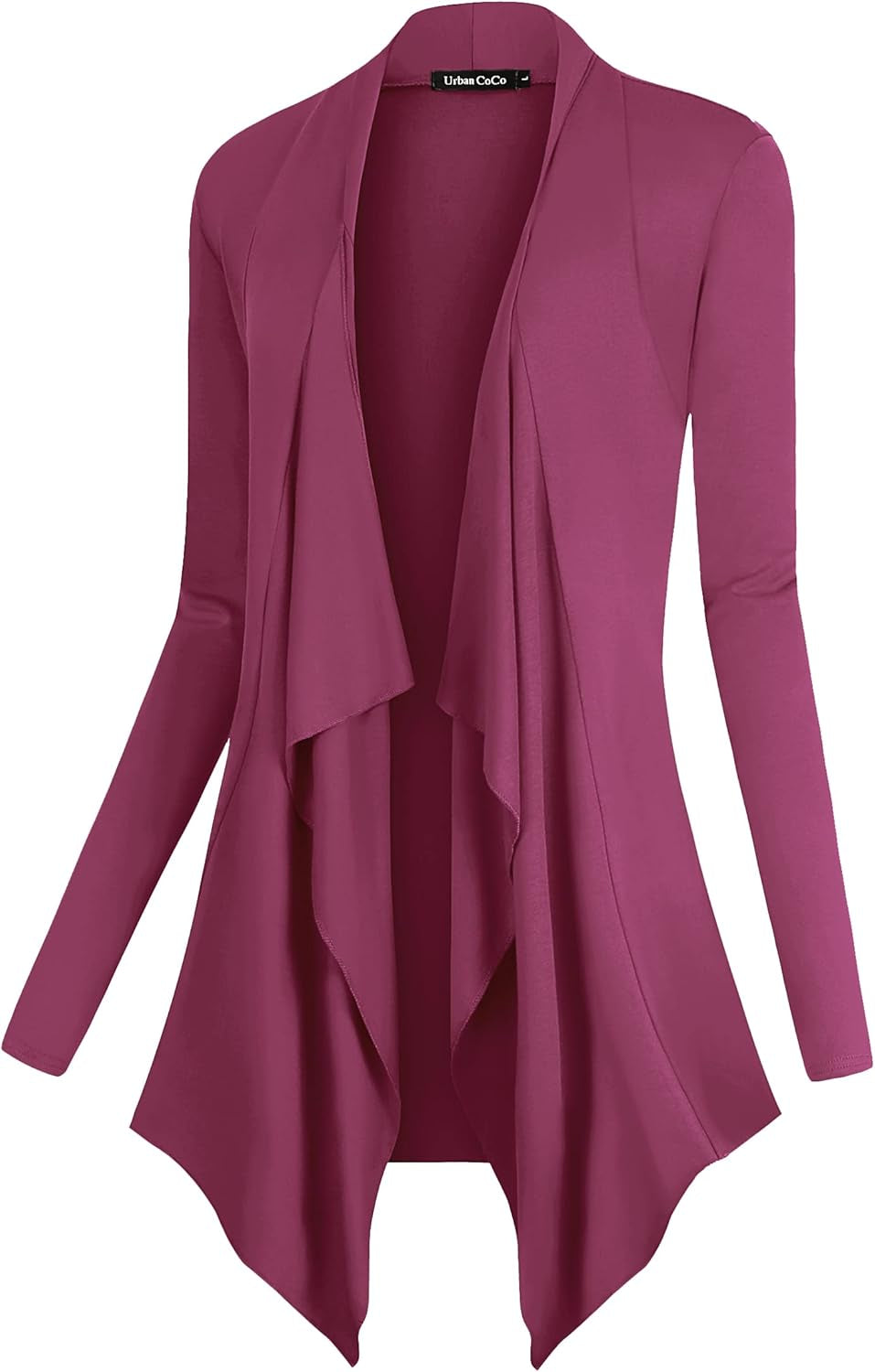 Chic Urban Coco Women's Drape Front Cardigan - Long Sleeve with Irregular Hem
