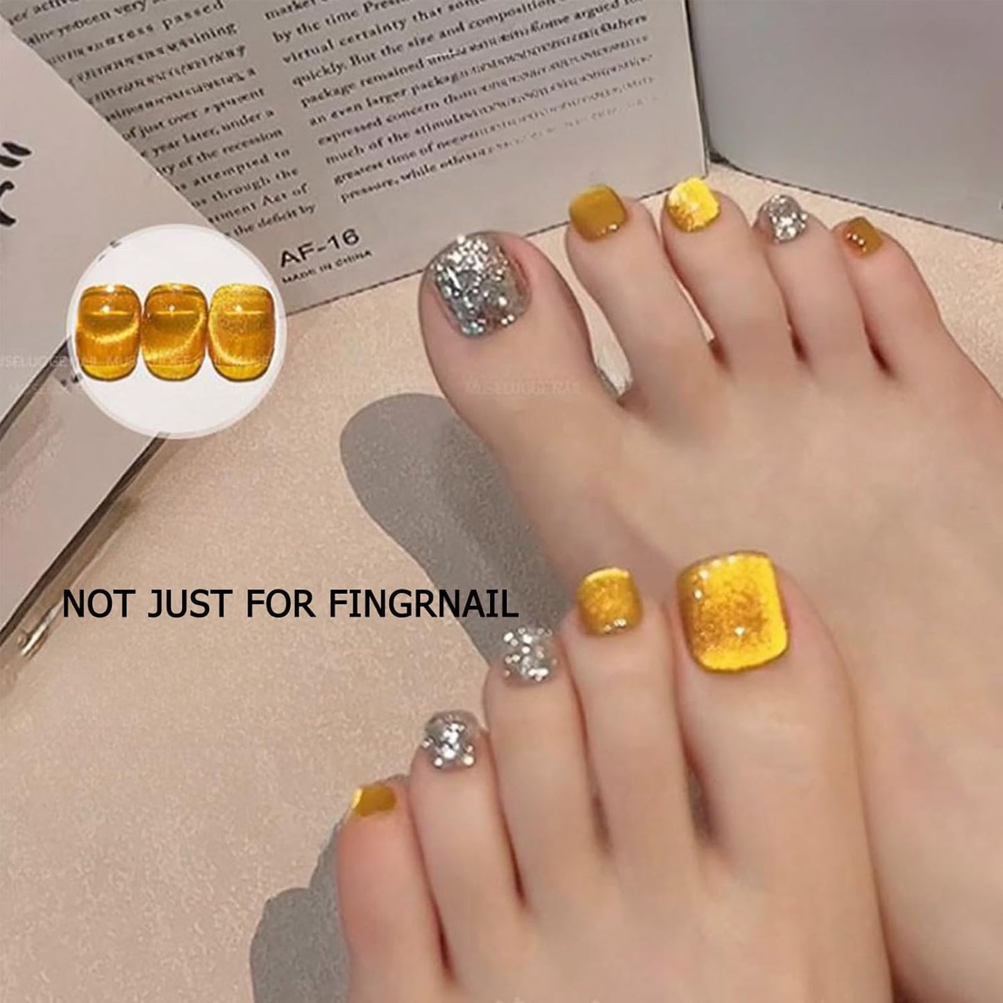 Gold Cat Eye Gel Nail Polish - Magnetic Glitter, Long Wear Shiny Reflective for Women, UV Gel Design, 10ML