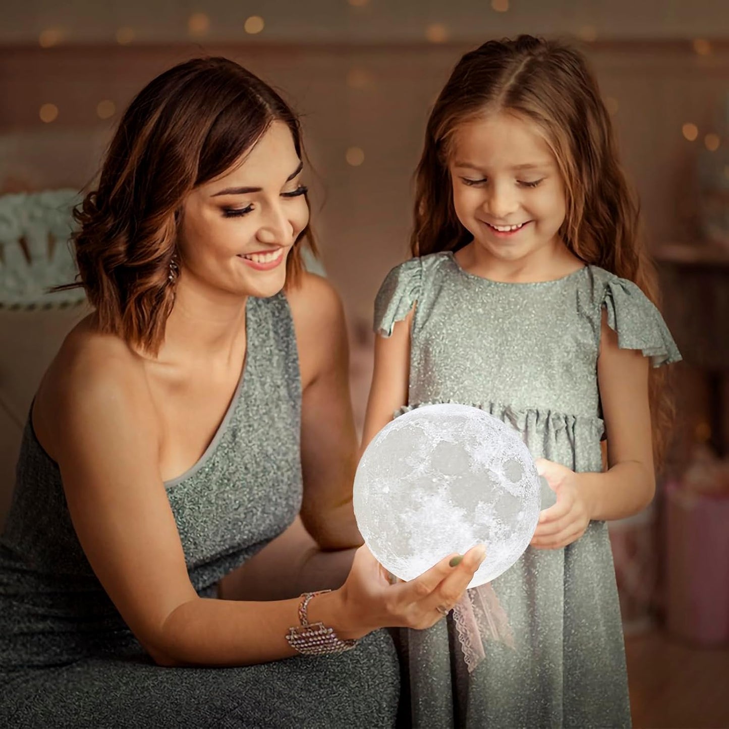 BRIGHTWORLD 5.9-Inch 3D Moon Lamp - 16 Color Night Light with Remote/Touch Control, Perfect Birthday & Mother's Day Gift for All Ages (USB Rechargeable, Black Hand Stand)
