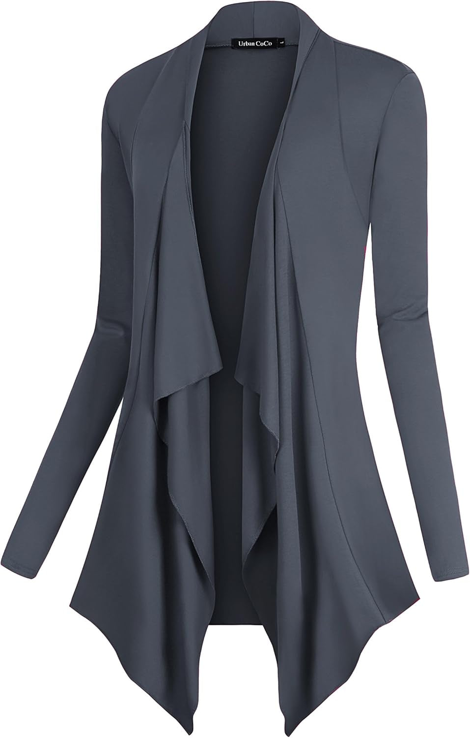 Chic Urban Coco Women's Drape Front Cardigan - Long Sleeve with Irregular Hem