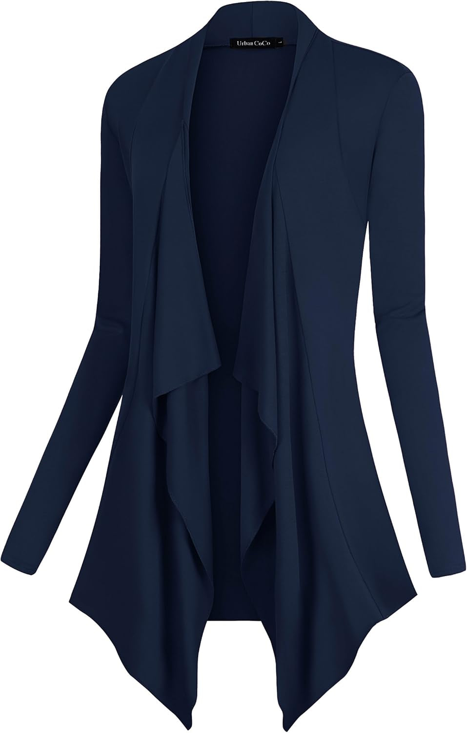 Chic Urban Coco Women's Drape Front Cardigan - Long Sleeve with Irregular Hem