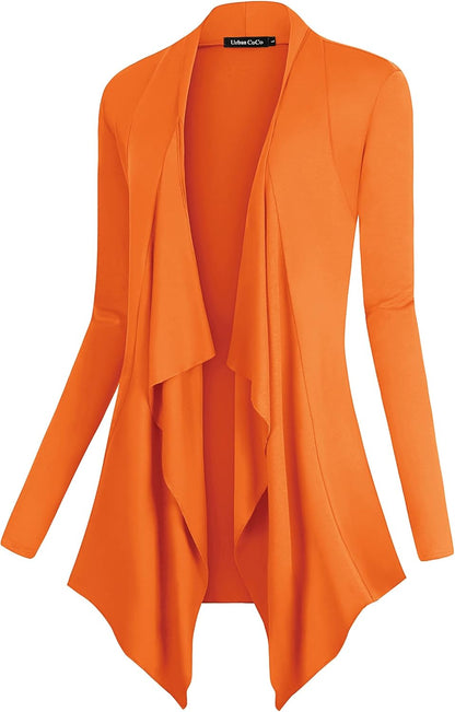 Chic Urban Coco Women's Drape Front Cardigan - Long Sleeve with Irregular Hem