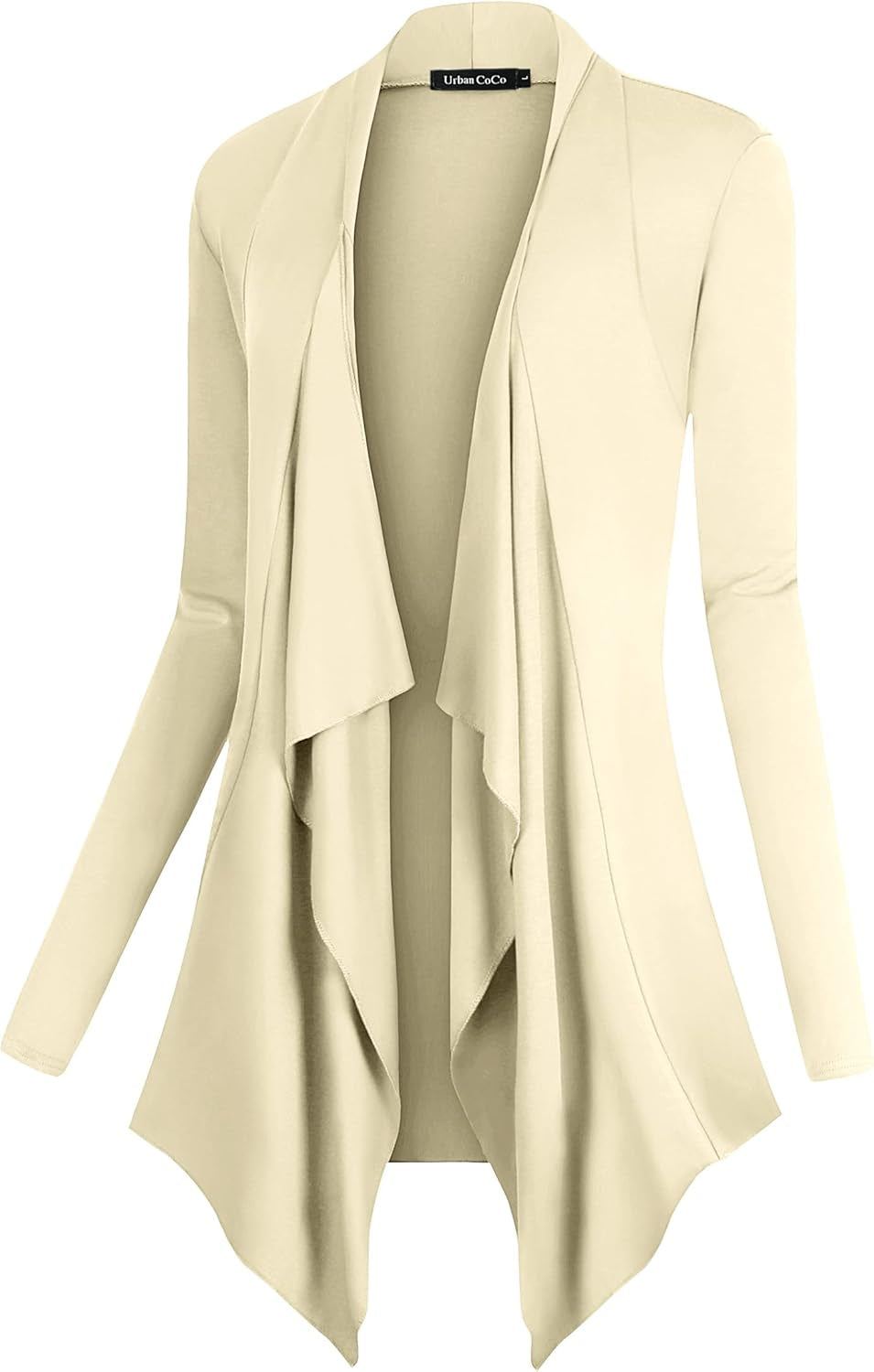 Chic Urban Coco Women's Drape Front Cardigan - Long Sleeve with Irregular Hem