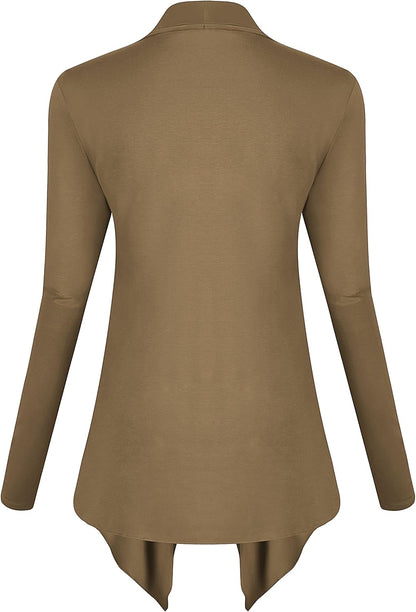 Chic Urban Coco Women's Drape Front Cardigan - Long Sleeve with Irregular Hem
