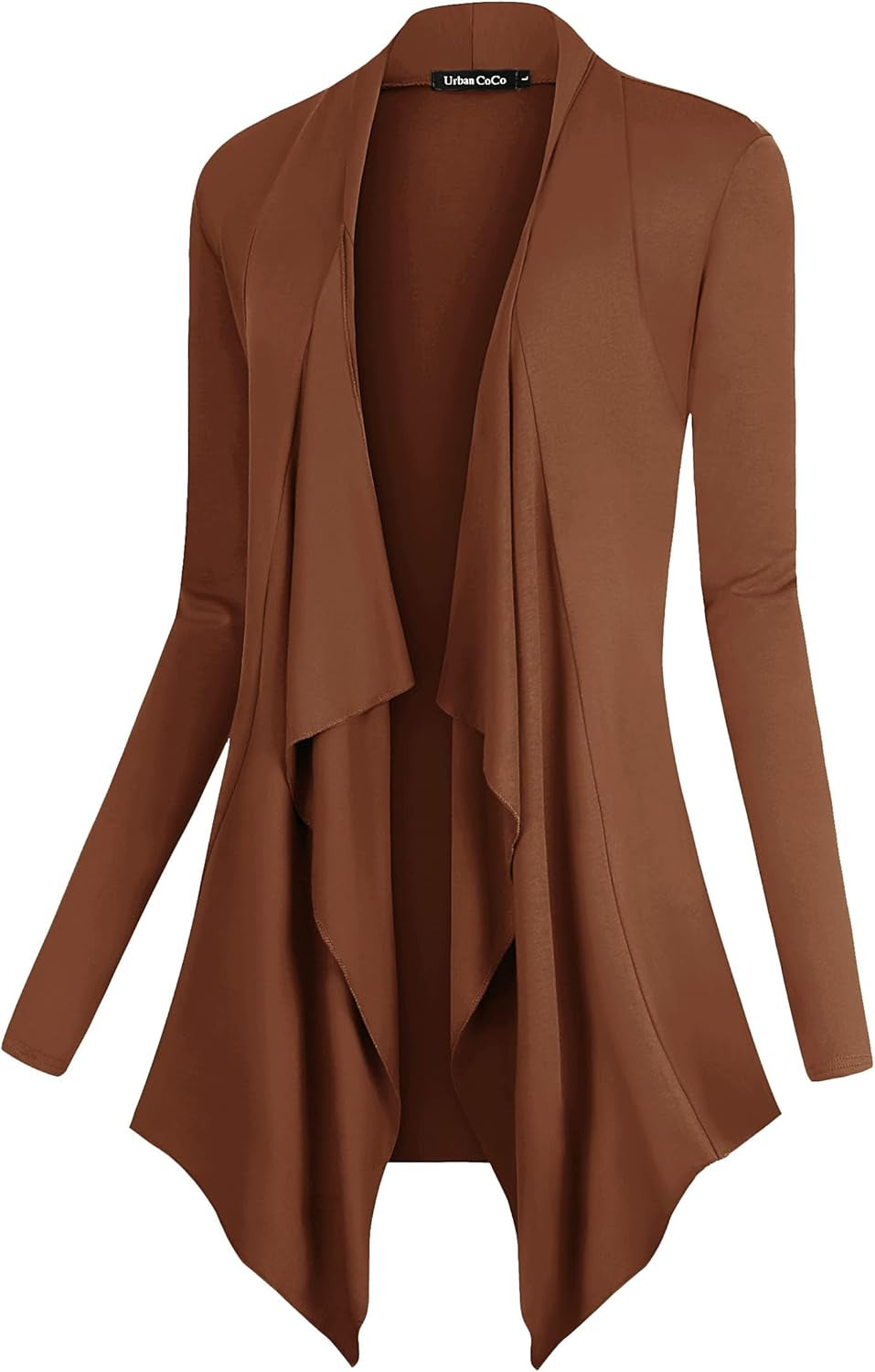 Chic Urban Coco Women's Drape Front Cardigan - Long Sleeve with Irregular Hem